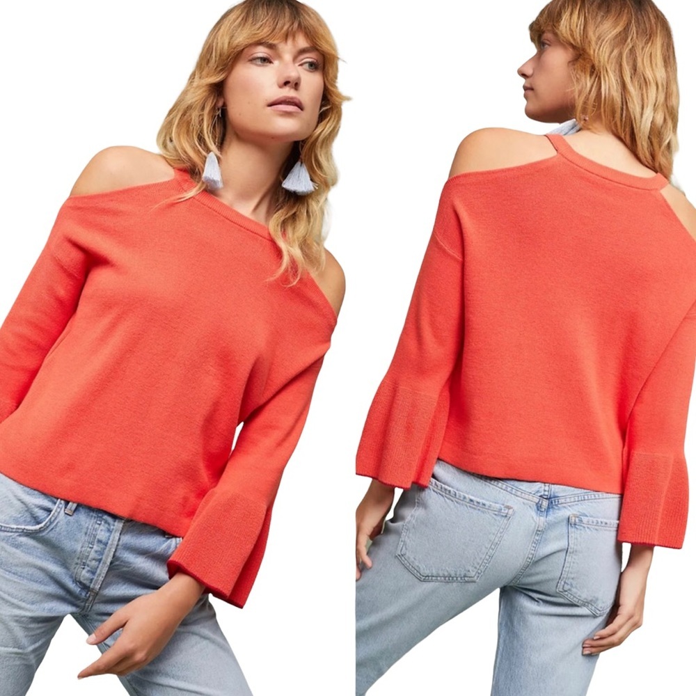 Anthropologie Knitted & Knotted Cold Shoulder Sweater
